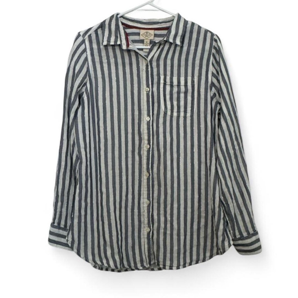 St. John's Bay—Blue/Gray and White Striped Shirt